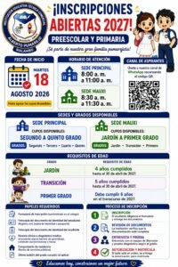 INSCRIPCIONES PREESCOLAR Y PRIMARIA 2027